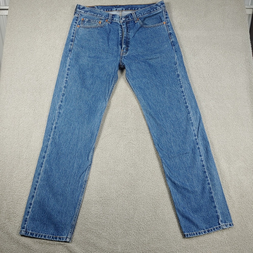 Levi's 505 Straight Leg Jeans Men 37x33 - 90's Y2K Style - Blue Denim Pants